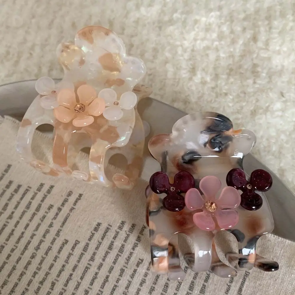 

Acetic Acid Flower Hair Clip Hairpins Korean Style Zircon Hairgrip Shark Clip Hair Accessories Small Acetate Hair Claw