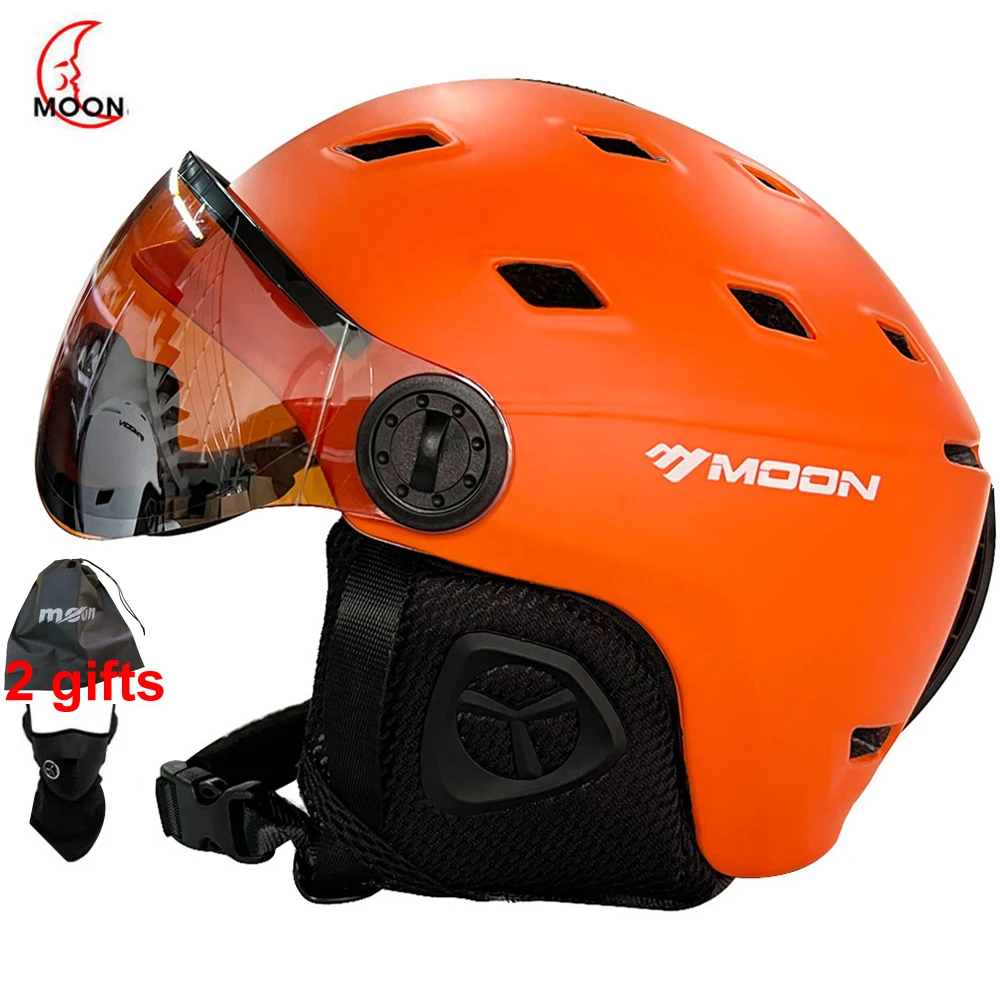 MOON Skiing Helmet Goggles Integrally-Molded PC+EPS High-Quality Ski Helmet Outdoor Sports Ski Snowboard Skateboard Helmets