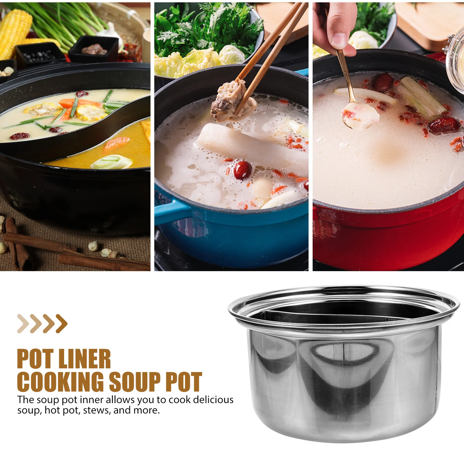 

Stainless Steel Hot For Induction Cooker Small Soup Pot Cooking Stock Pot Liner Kitchen Cookware Restaurant Use Serving