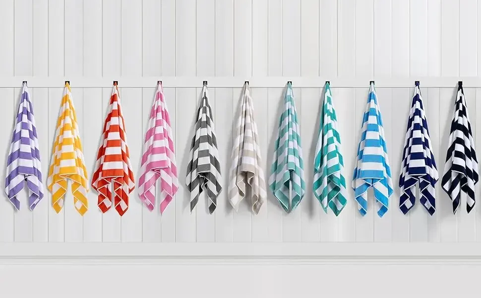 Oversized Beach Towel - Large Cotton Thick Striped Pool Towels for Adults