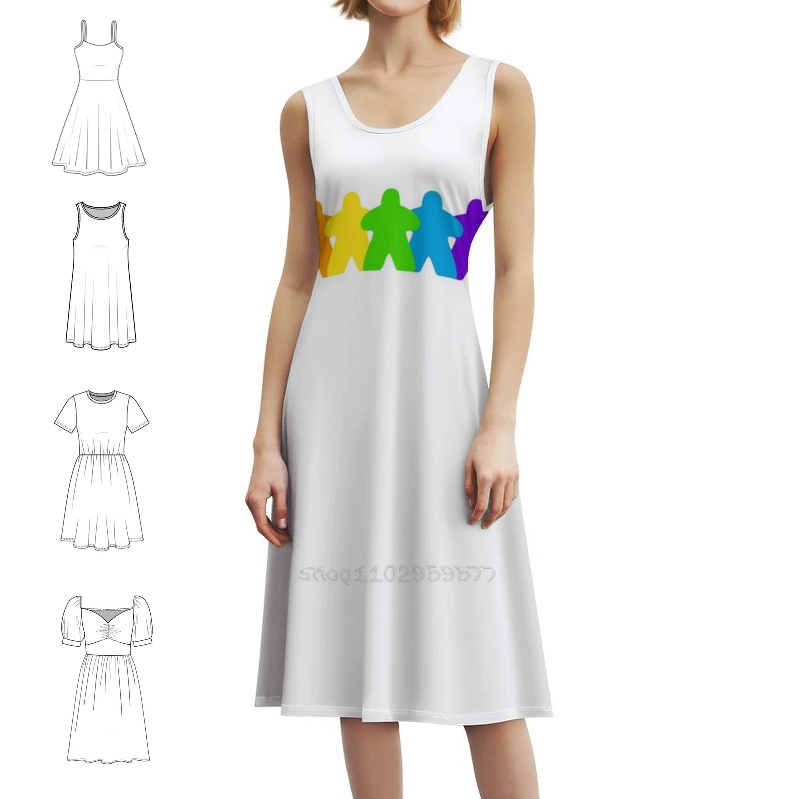 جميع الألوان من فستان Meples-Gaymer Pride بألوان قوس قزح مزين بالزهور للنساء فستان كاجوال للربيع والصيف للحفلات بألوان قوس قزح