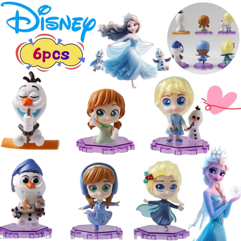 

Набор из 6 креативных фигурок Disney Frozen: Эльза, Анна, София — ручная работа, высококачественные, в стиле Q, для декора автомобиля и рабочего стола