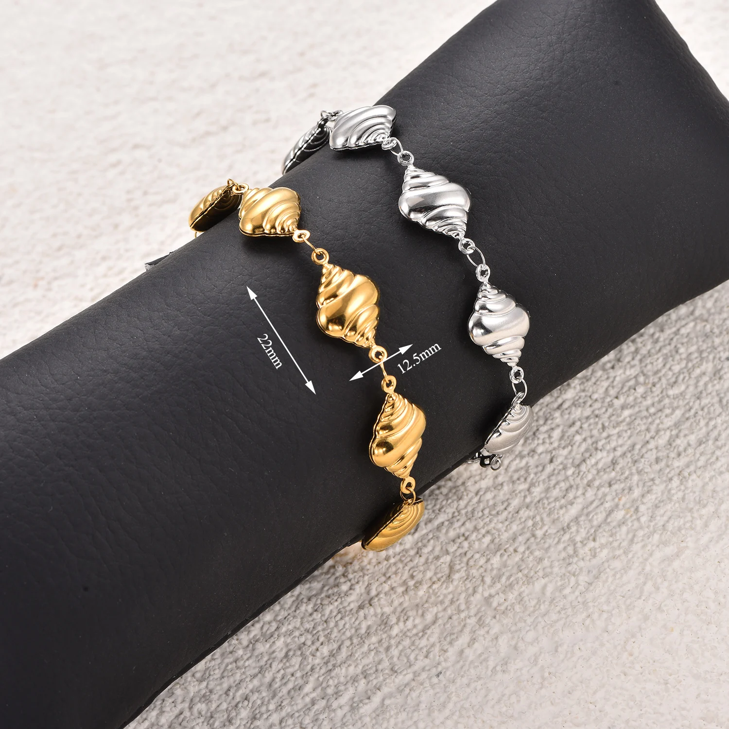 Trendiges Damenarmband aus vergoldetem Edelstahl, Muschel-Accessoires, Armbandkette, ästhetischer Schmuck – Detail 6
