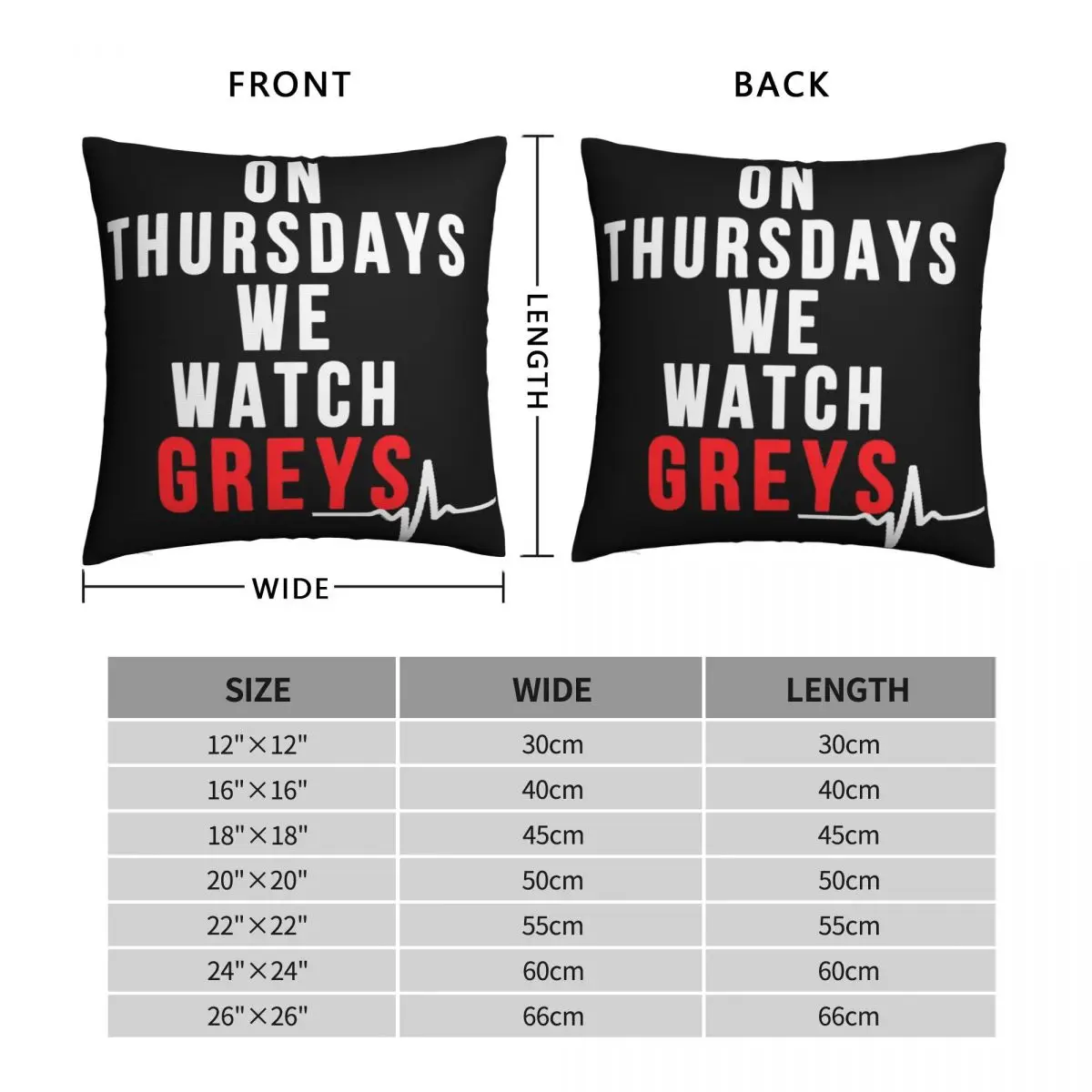 On Thursdays We Watch Greys Square Pillowcase Polyester Linen Velvet Pattern Zip Decorative Throw Pillow Case Room Cushion Cover