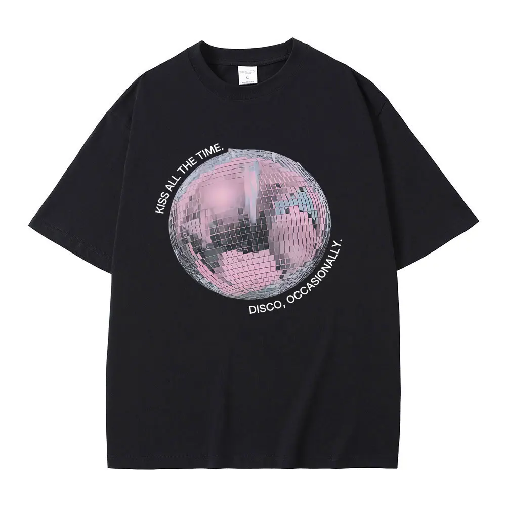 

Kiss All The Time Disco Occasionally Graphic T-shirts Men Women Hip Hop Fashion Trend T Shirts Unisex Y2k Oversized Streetwear