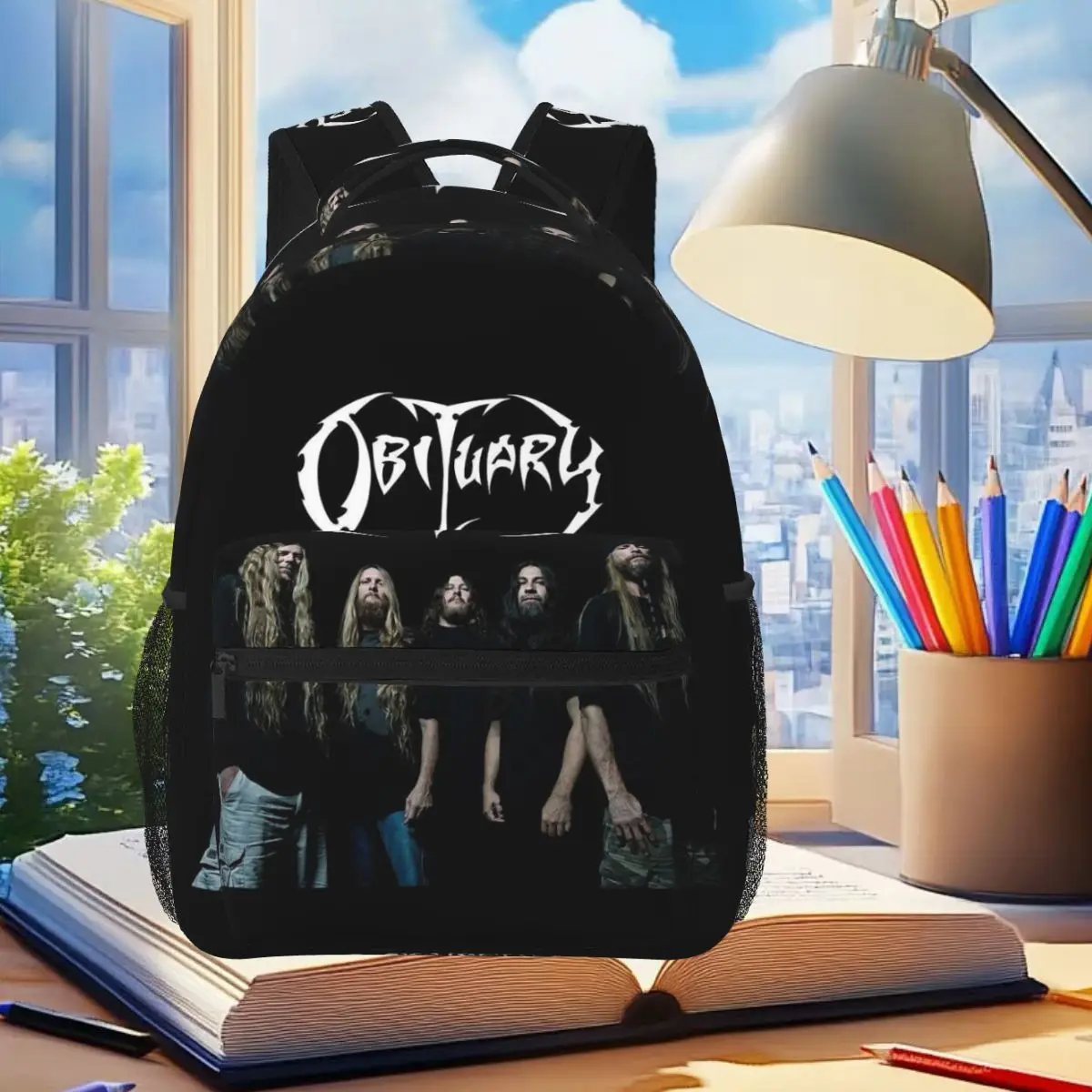 

Black Obituary Cause Of Death 1990 Cruel Death Metal Backpack Student Boys Girls BookBag School Bag Shoulder Bags for Men Women