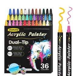 12/24/36 Color Double-ended Gouache Acrylic Marker Waterproof Pigment DIY Graffiti Marker Office and School Supplies