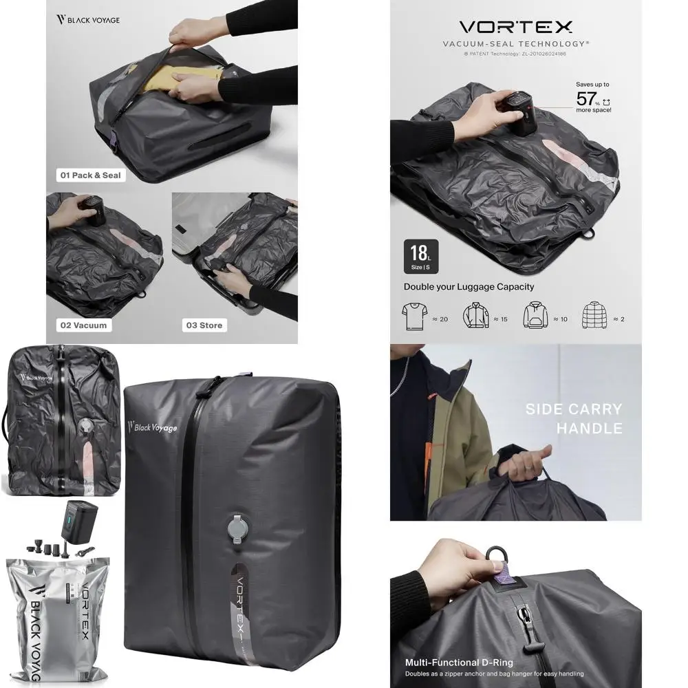 

Многоразовый вакуумный компрессионный мешок для путешествий, водонепроницаемый, экономит место в чемодане и рюкзаке, 18 л с насосом