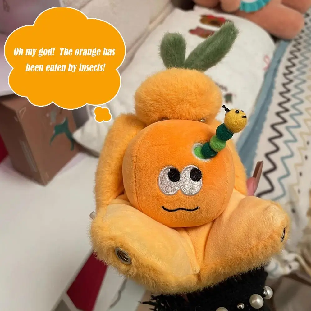Creative Peeled Orange Plush Toy Fruit Stuffed Doll Cartoon Orange Keychain Bag Pendant Decompression Toy for Kids Adults Gift