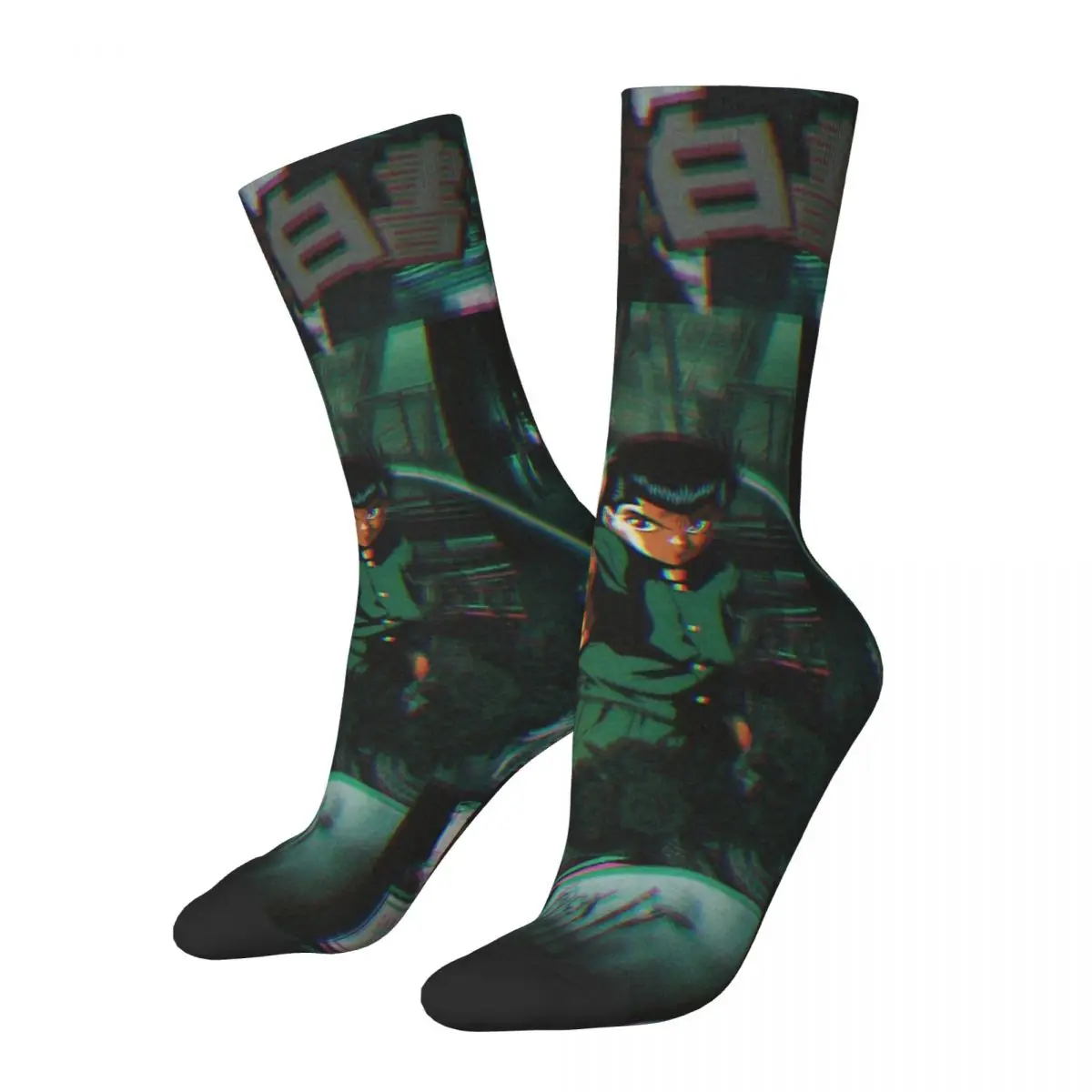 Hip Hop Retro Handsome Urameshi Crazy Men's compression Socks Unisex Yu yu hakusho Street Style Pattern Printed Happy Crew Sock