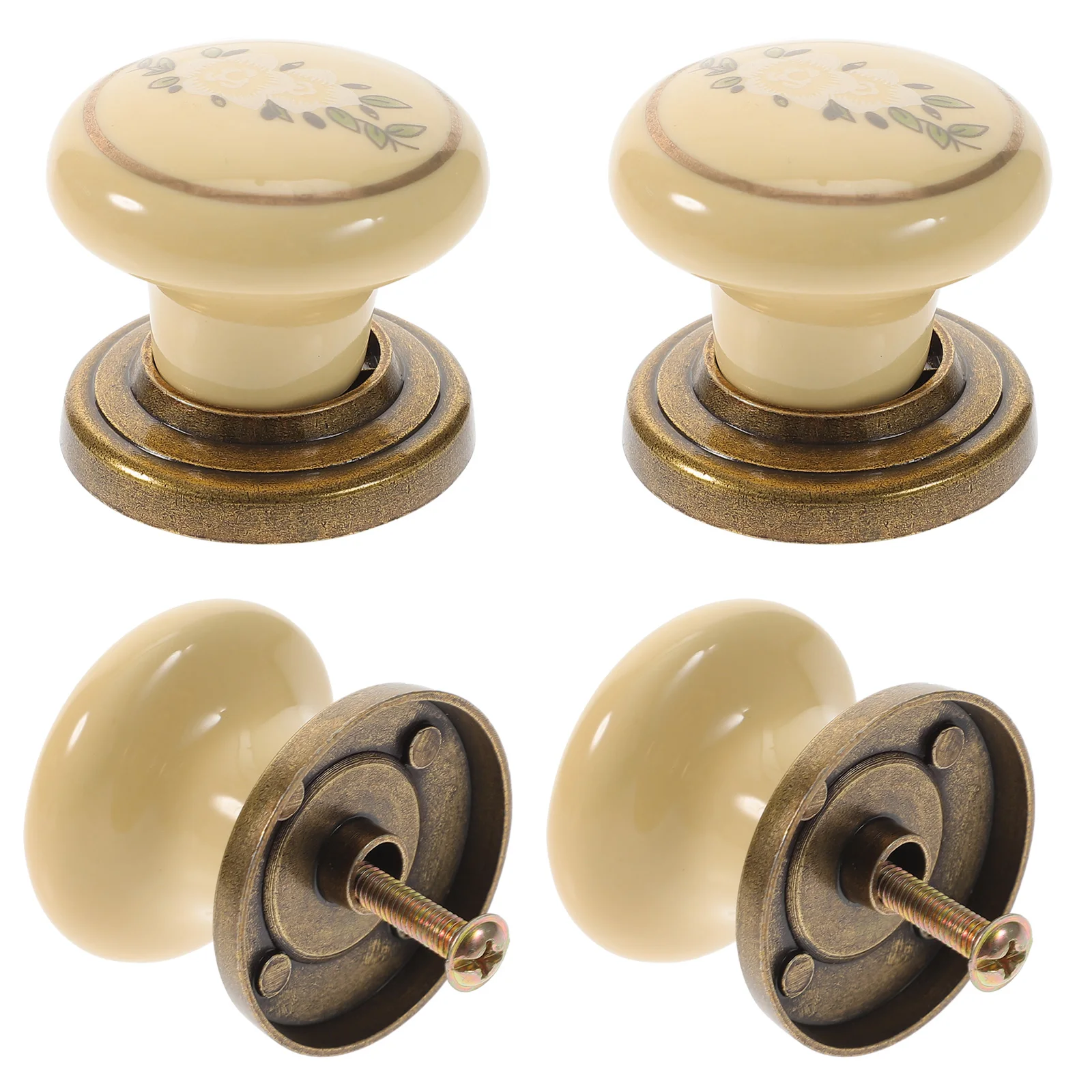 

4pcs Ceramic Cabinet Pulls Drawer H les niture Knobs Home Accessories Wardrobe Supplies Round Single Hole Durable Easy