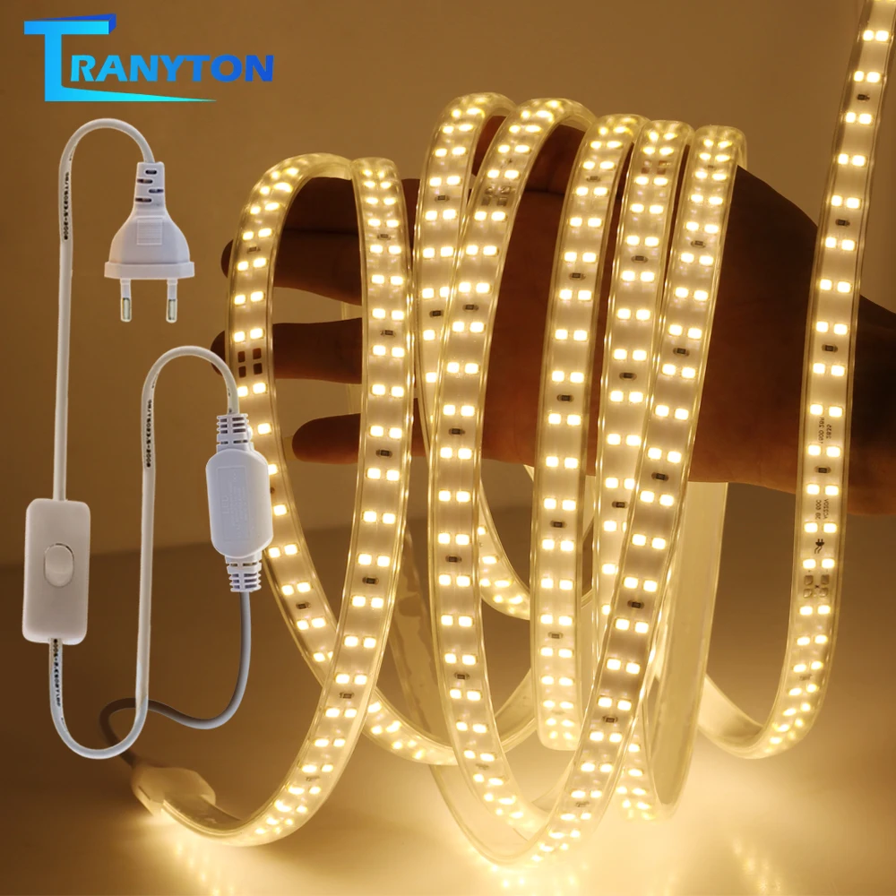 LED Strip Light AC 220V SMD 2835 Flexible IP67 Waterproof LED Tape 180LEDs/m Ribbon for Living Room  2M 3M 5M 8M 10M 15M 20M