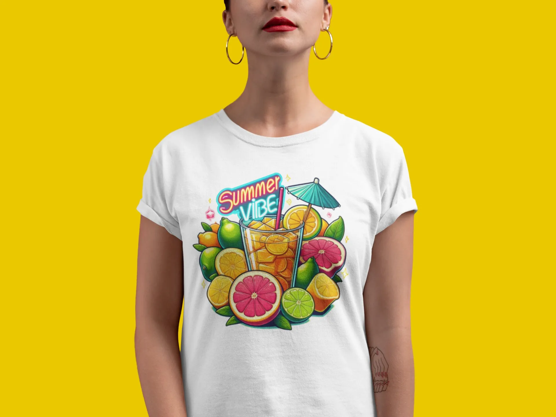 Camiseta Summer Vibe té cítricos vibraciones Picnic clima caliente pomelo Lima limón helado