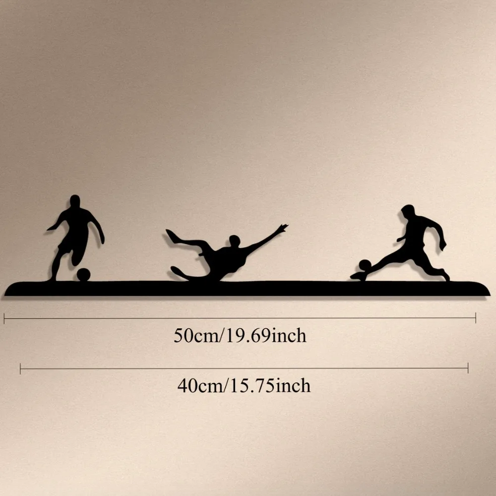CIFBUY Iron Wall Art Soccer Trophy Sculpture Rustproof Waterproof Modern Flat Sports Fan Home Room Hanging Decoration