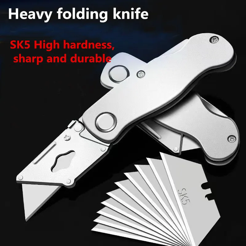 Utility Knife Heavy-Duty Multifunctional Electrician Cutting Blade Telescopic Folding Industrial Grade Knife Holder