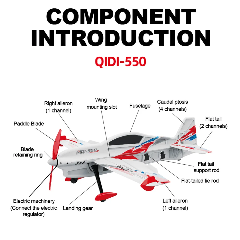 Rc aereo 4 canali Qidi 550 Moore ala fissa schiuma Jet aliante elettrico aereo Wireless Epp schiuma aereo giocattoli per bambini regalo