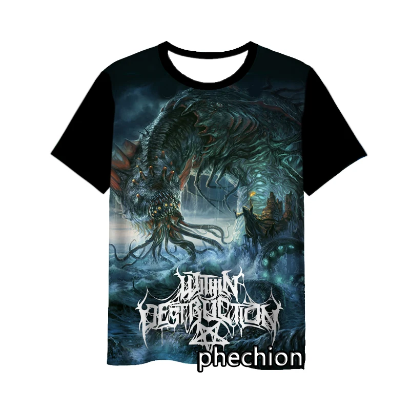 phechion New Fashion Men/Women Within Destruction Band 3D Print Short Sleeve T-Shirt Casual Hip Hop Summer T Shirt Tops S201