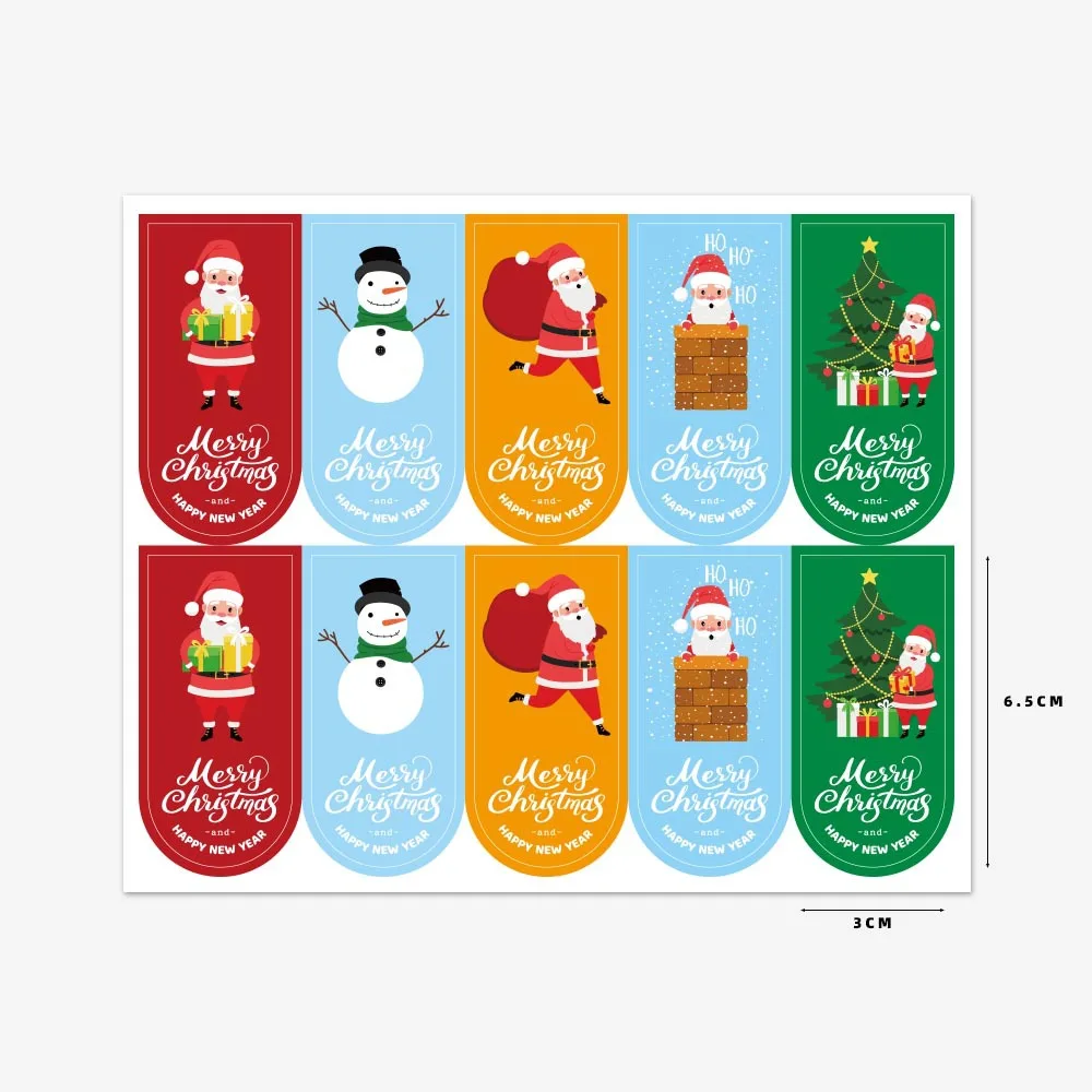 50-100Pcs Merry Christmas Stickers 5 Style Animals Snowman Trees Decorative Stickers for Small Business Wrapping Gift Box Labels