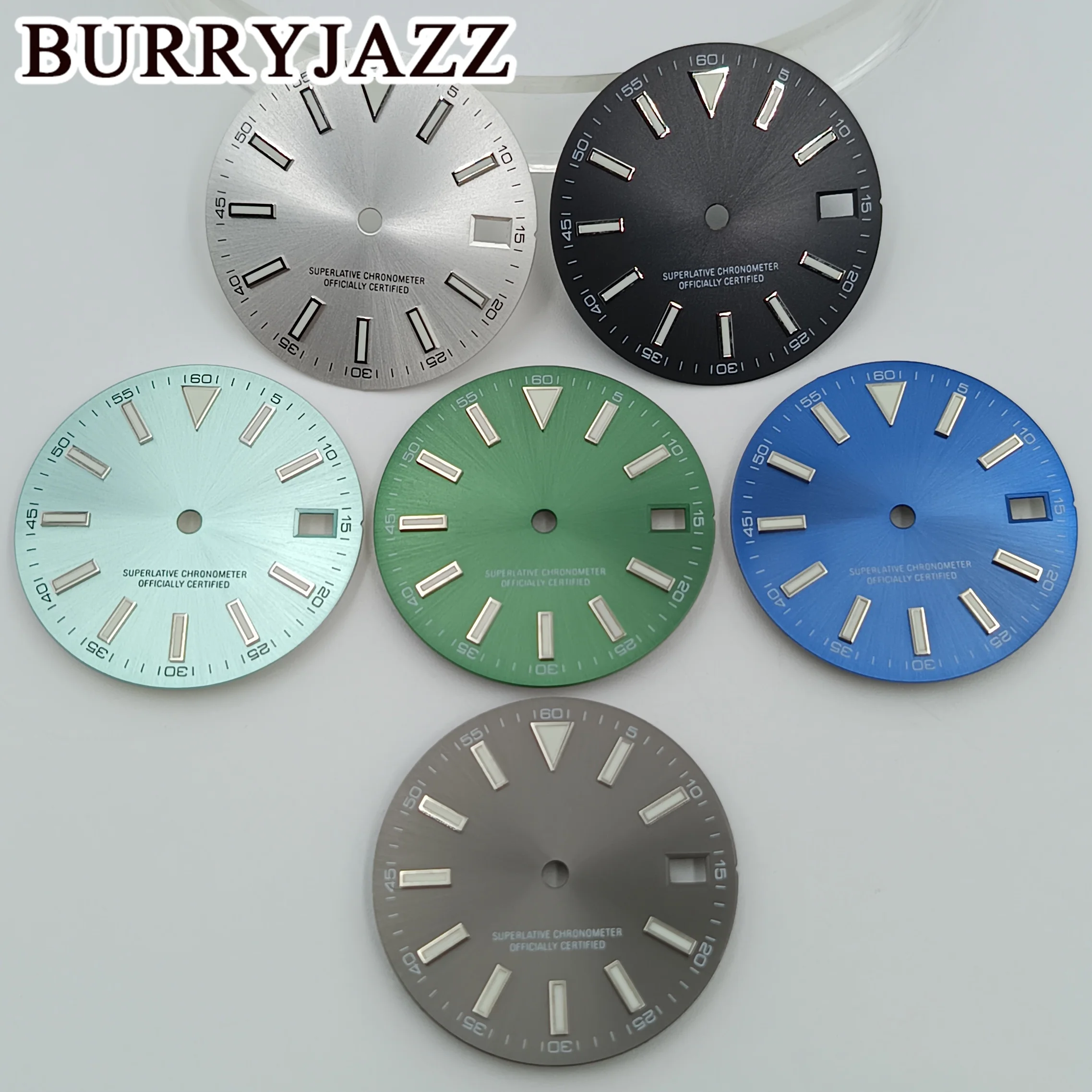 29mm Sunburst Sterile Diver Dial Triangle Index C3 Green Luminous For NH35 NH36 4R35 4R36 7S Watch Modification Parts