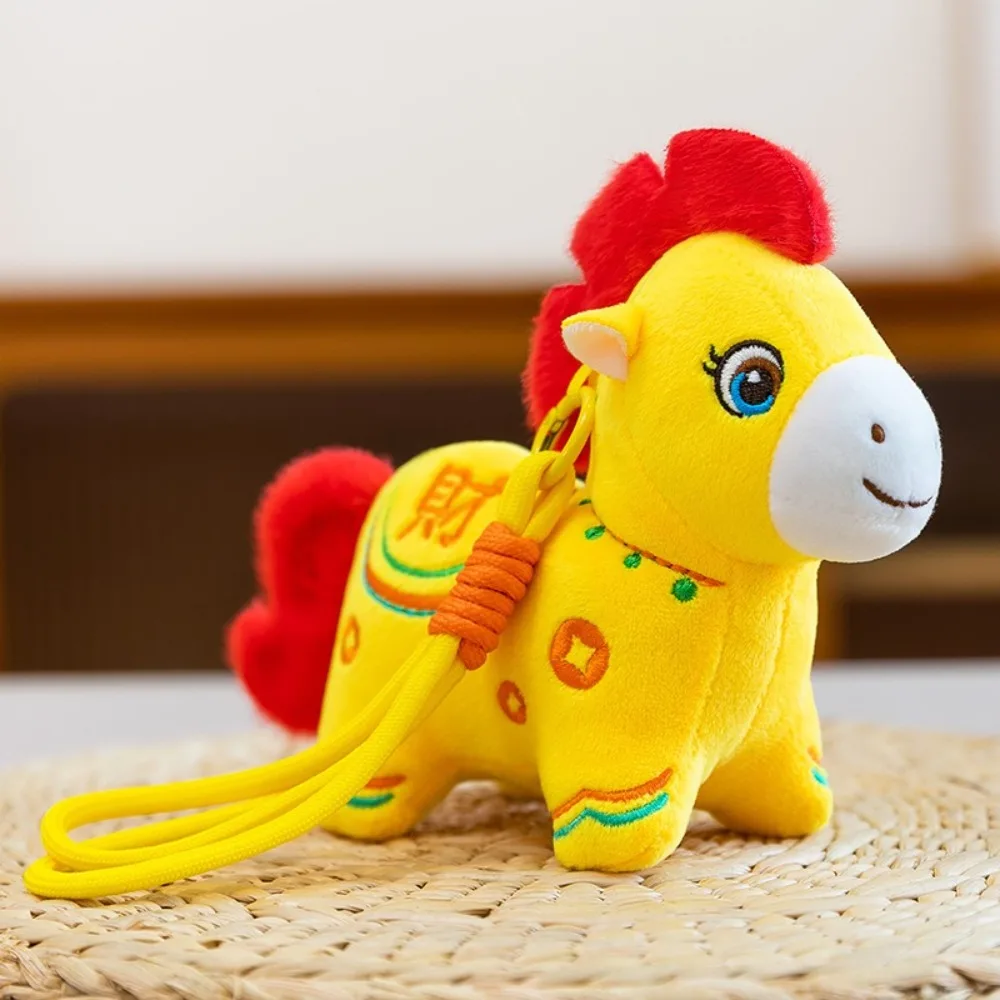 Chinese Zodiac Little Horse Ornament Cartoon Soft Stuffed Horse Car Pendant Traditional New Year Mascot Lucky Pony Ornament