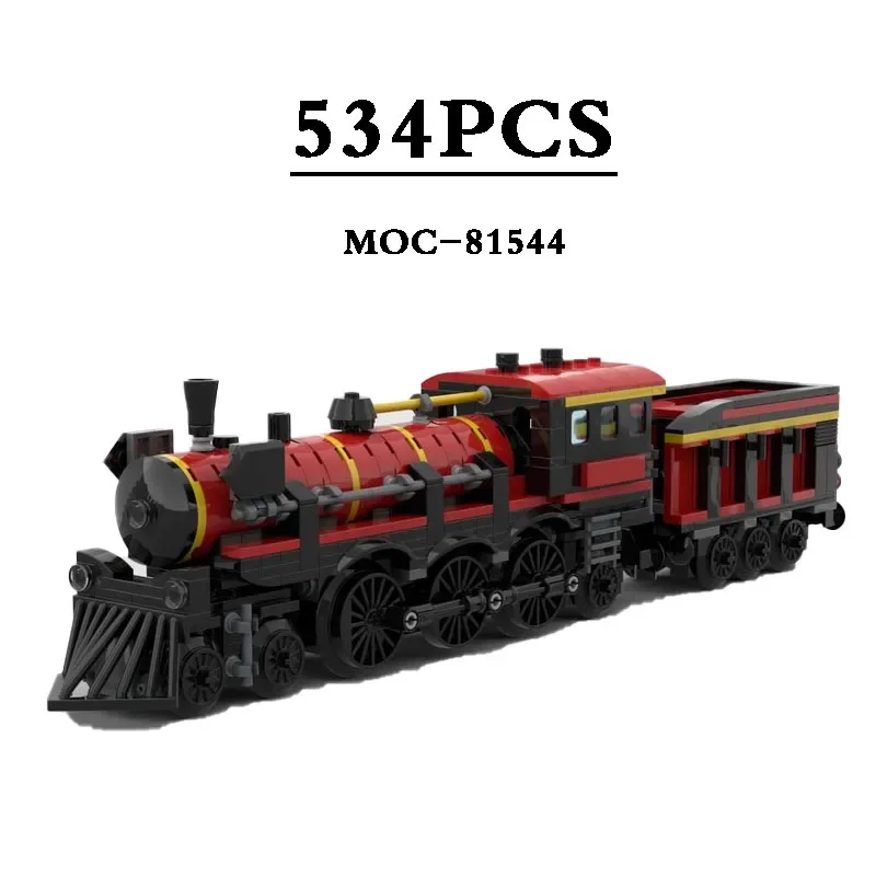 Building Blocks MOC-81544 Red Steam Locomotive Train EMU Model Puzzle Toys 534PCS Kids Birthday Gift Christmas Toy Decoration