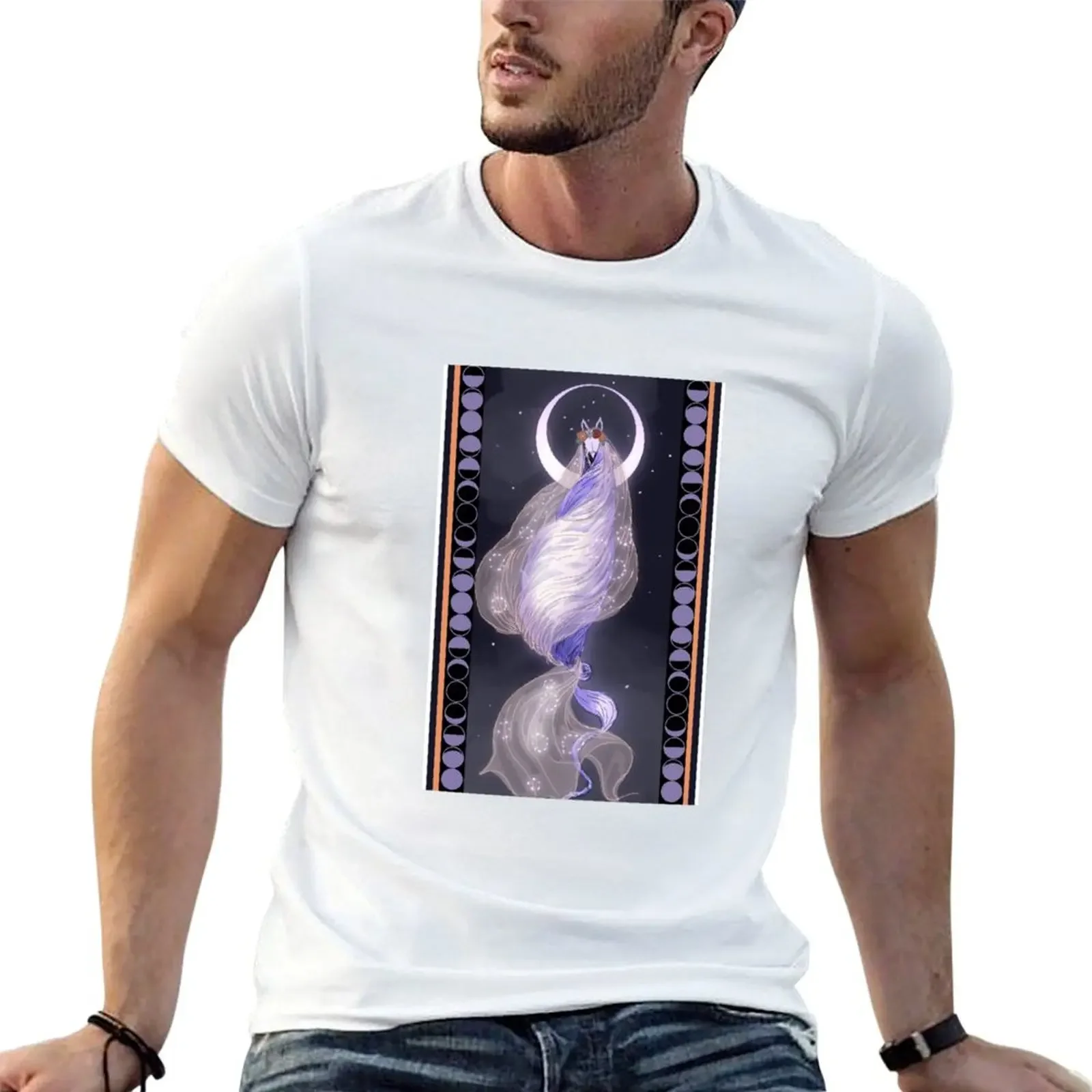 

Alphons Mucha Moon inspired Mari Lwyd T-Shirt quick drying sports fans blue archive plain white t shirts men