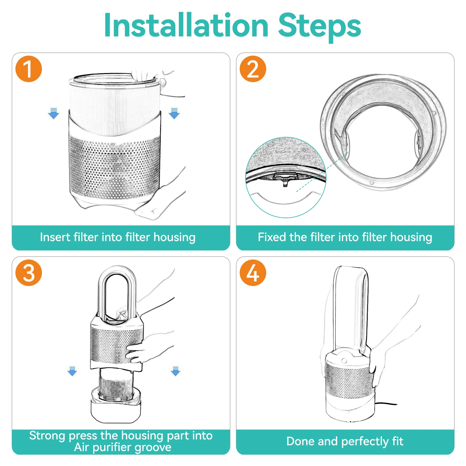 Filter Replacements for Dyson DP01 DP03 HP00 HP01 HP02 HP03 Desk Purifiers Pure Hot Cool Link Air Purifier HEPA Filter