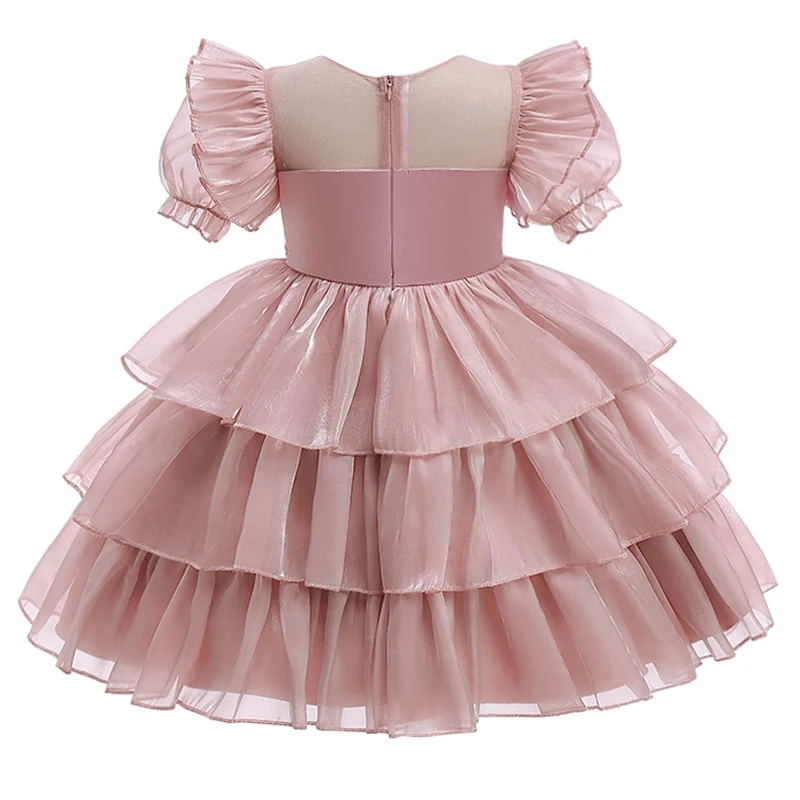 Pageant Bridesmaid Party Dresses For Girls Chidlren Christmas Costume Puffy Kids Girl Birthday Wedding Dress Bow Evening Vestido