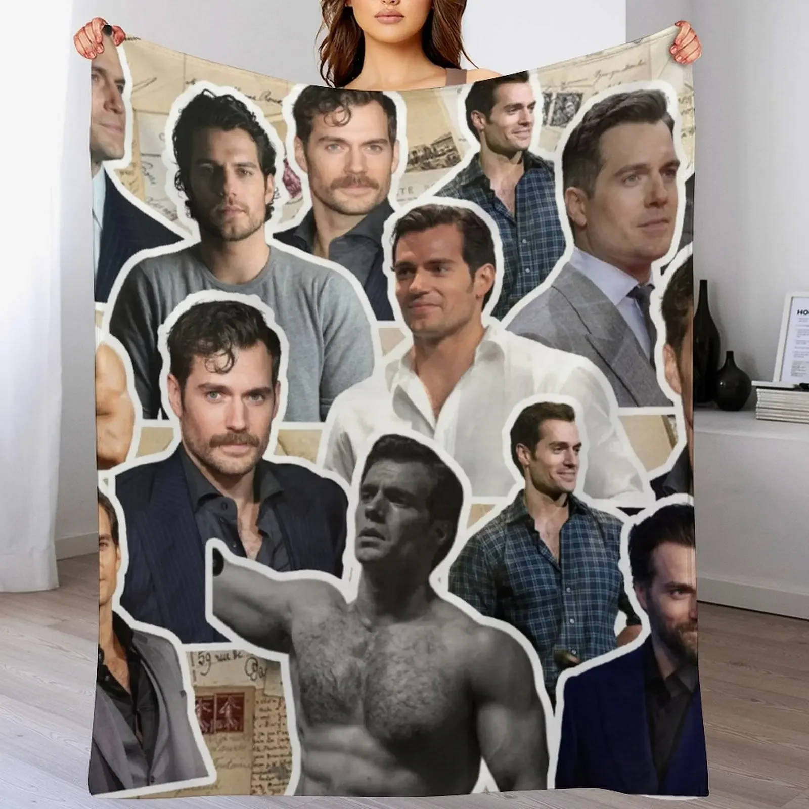 

henry cavill photo collage Throw Blanket Camping Decorative Throw Sofa Quilt Heavy Blankets