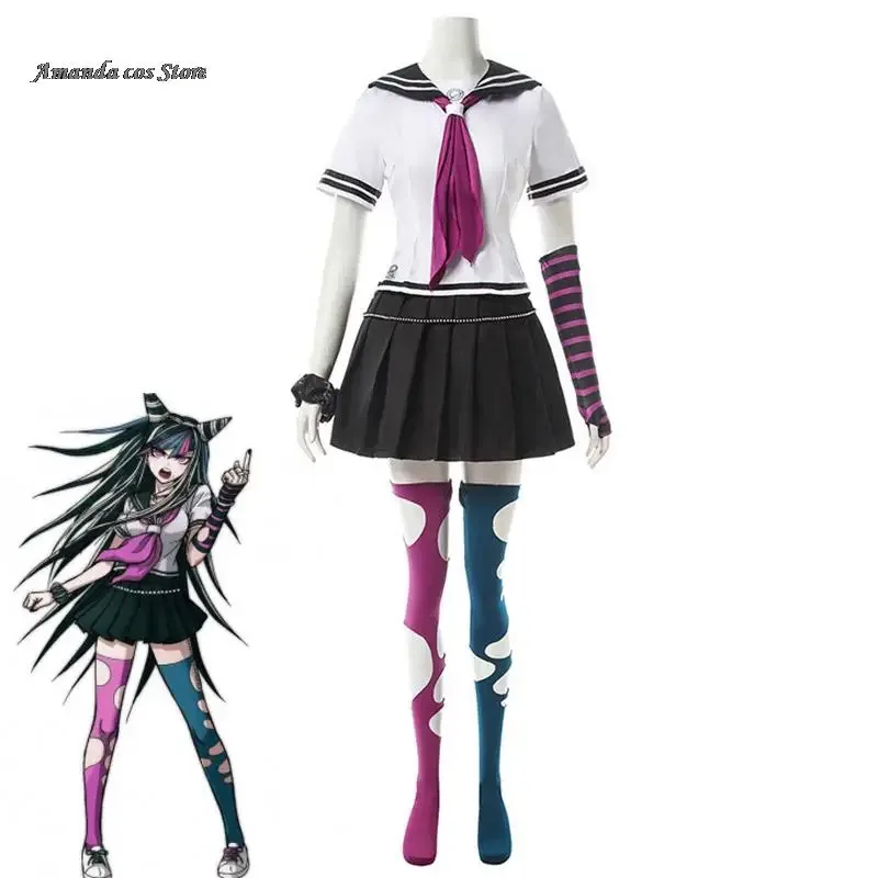 Anime Danganronpa Mioda Ibuki Cosplay Costume Colorful Devil Horn Wig For Woman Halloween Carnival Costume Props