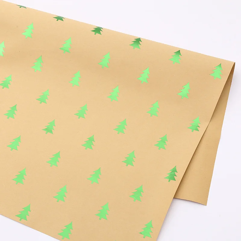 50*70cm Christmas Tree Wrapping Paper Xmas Elements Collection Wrapping Paper Festive Present Christmas Gift Diy Paper Material