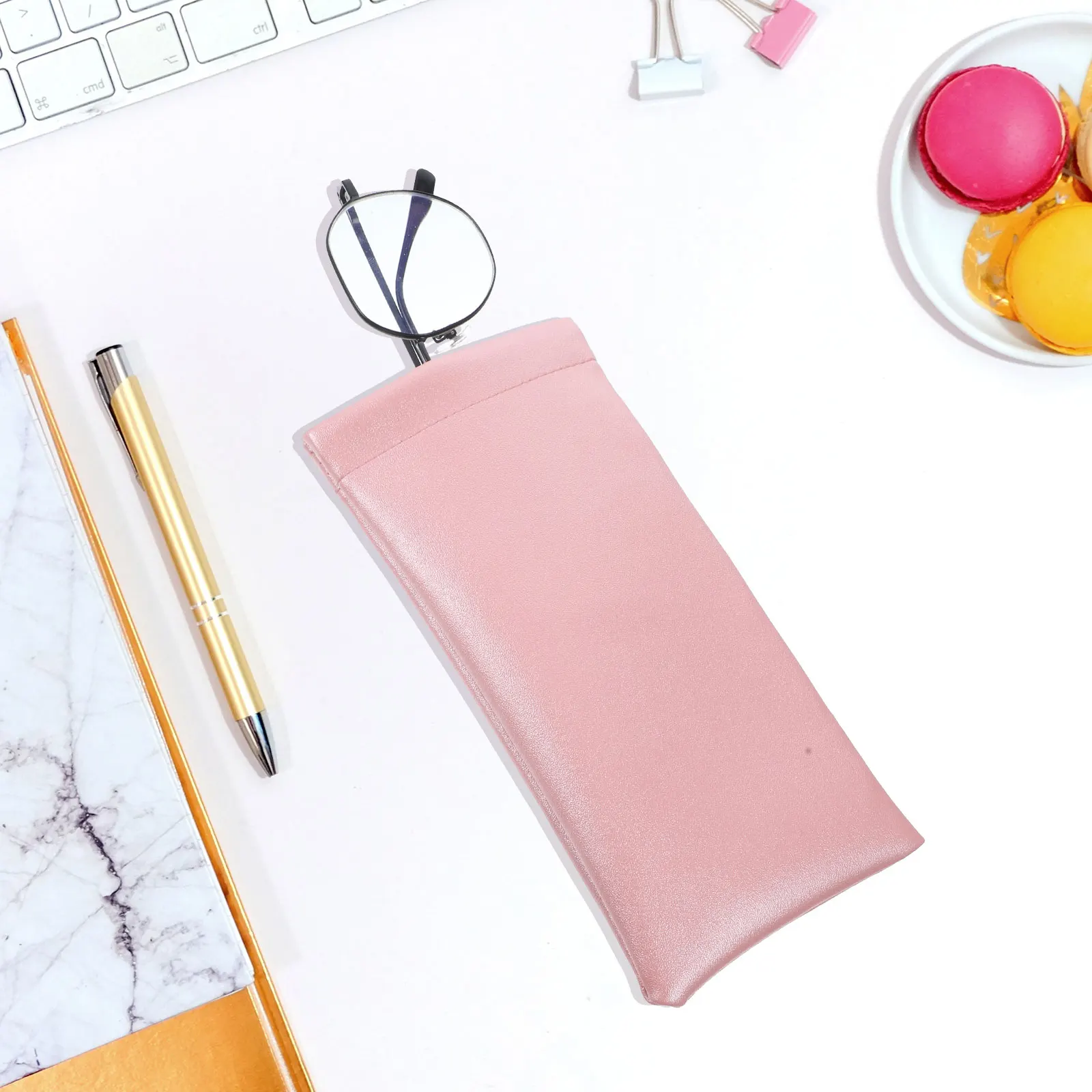 

3pcs Glasses Case Soft PU Storage Bag for Eyeglasses Sunglasses Holder Blue Yellow Pink Lightweight Anti Scratch Travel