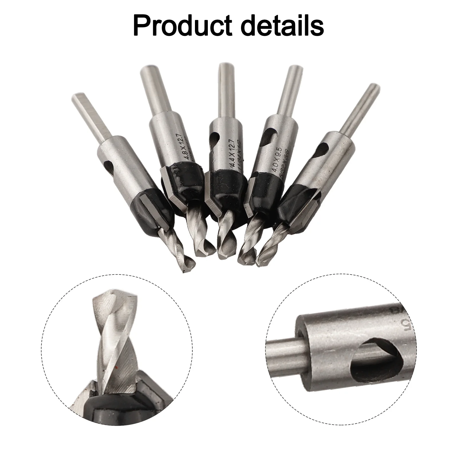 For Plastic Boards 5-Piece Drill Set Adjustable Depth Stop DIY Projects 1 8 X3 8 Compact Design Free-Spin Collar