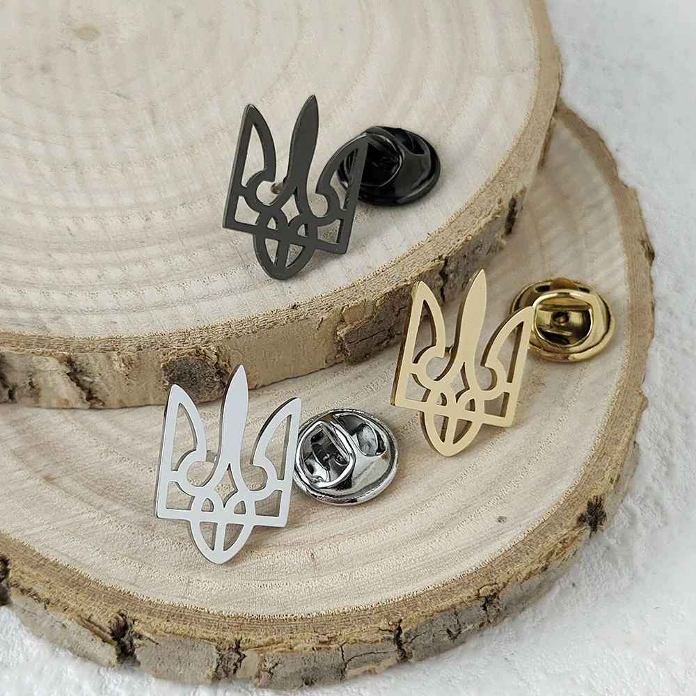 New punk style Ukrainian flag hollow stainless steelGold-plated badge, suit lapel pin waterproof black, men's brooch set