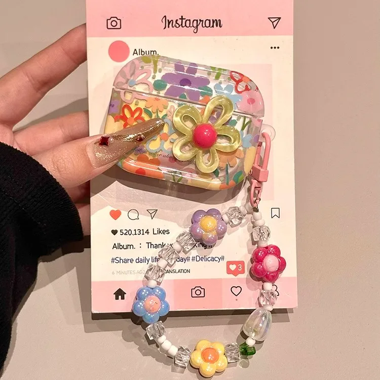 الفاخرة الصيف زهرة حقيبة سماعة الاذن ل AirPods 4 1 2 3 برو 2021 سماعة لاسلكية تعمل بالبلوتوث سماعة بولي TPU زهرة الغطاء الواقي