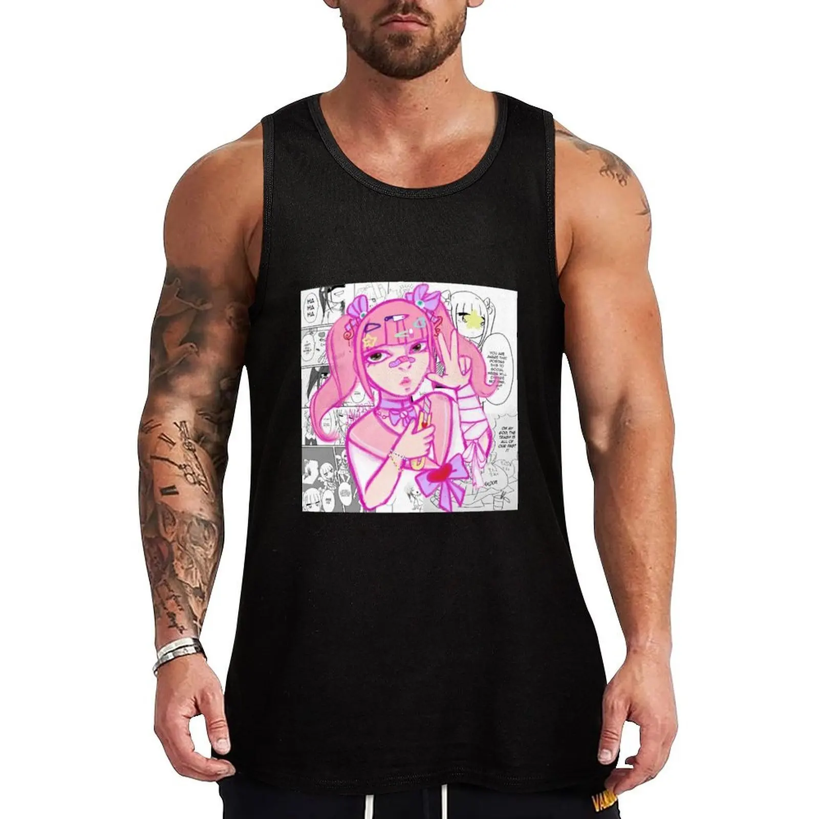 Camiseta sin mangas Menhera Chan (SFW), camiseta informal con estampado gráfico, camiseta sin mangas con diseño estampado