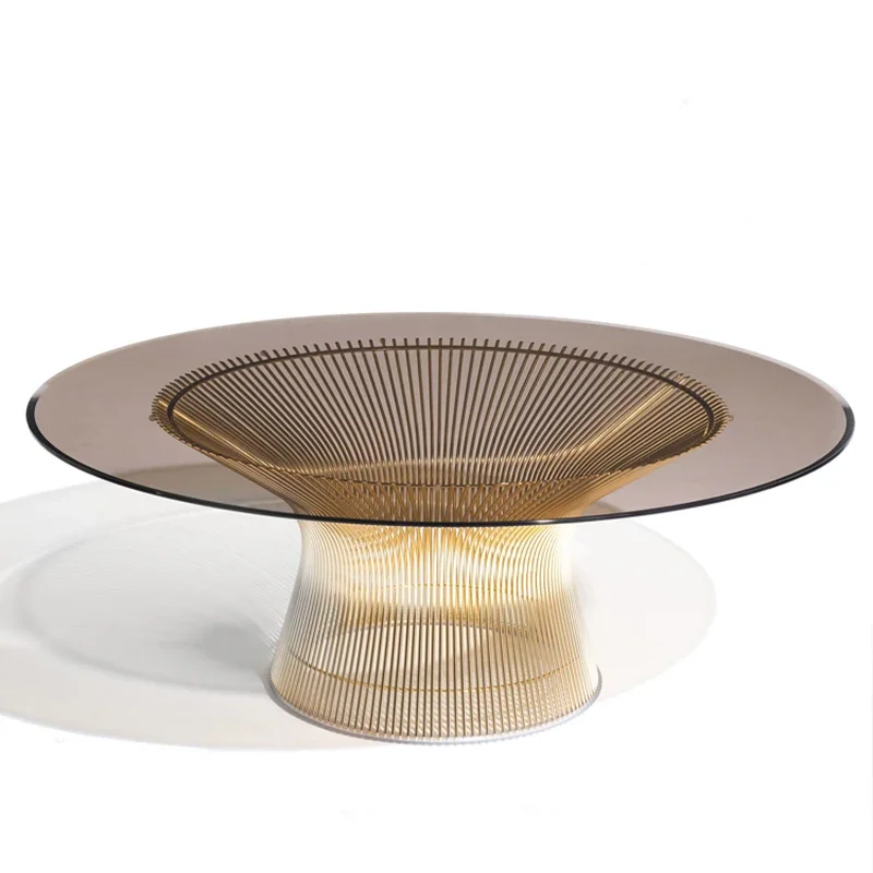 Customized Platna Coffee Table Light Luxury Simple Stainless Steel Glass round Table