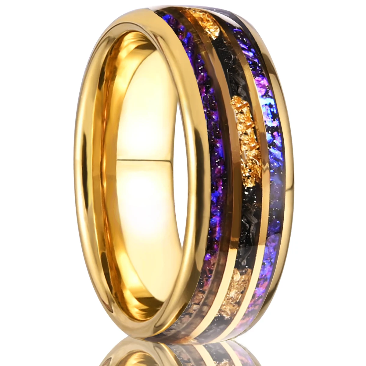 

8MM golden tungsten carbide ring, men's engagement & wedding bands, fashion men's jewelry, couple star rings, anniversary gifts