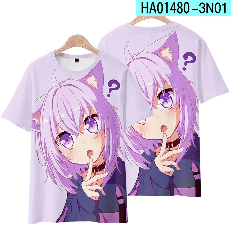 Hololive VTuber Usada Pekora Nekomata Okayu T-shirt 3D Print Men Women Short sleeve Anime Tee Top Casual Harajuku O-Neck T shirt