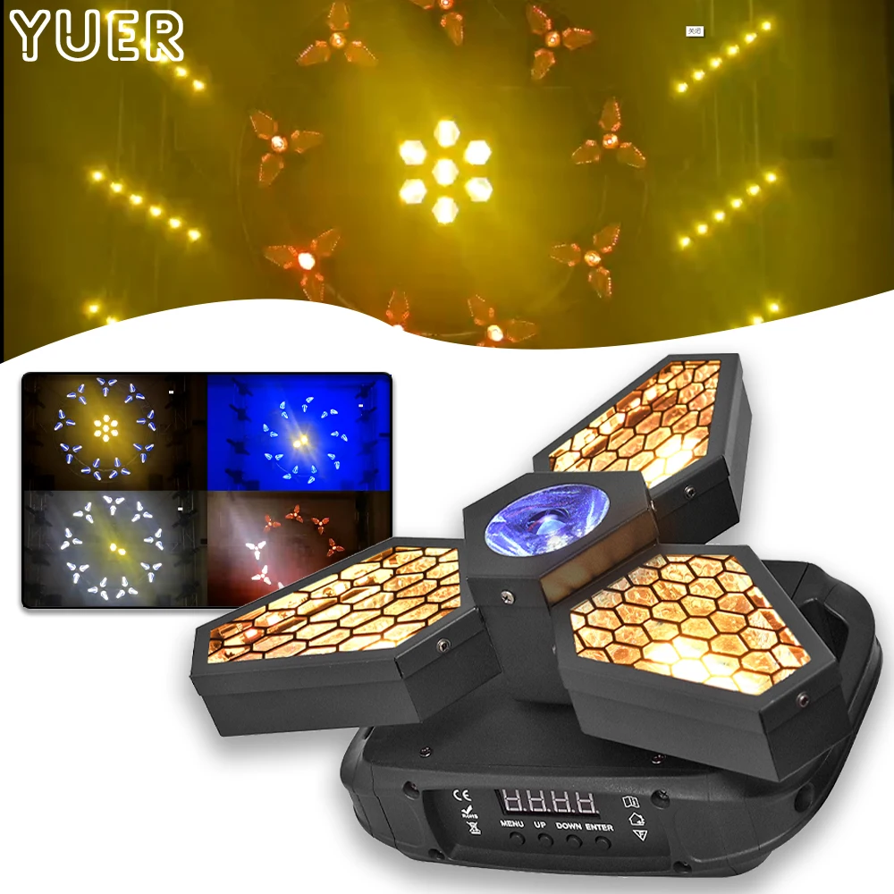 

4PCS/Lot Infinite Rotation Moving Heads RGBW LED Strobe Gold COB CE Stage Lighting Party DMX512 Smooth Dimming Strobe YUER