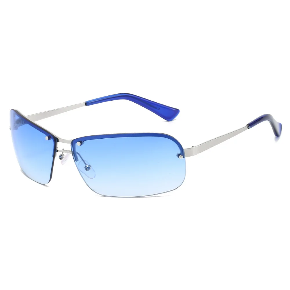 

New Luxury Semi Frameless Gradient Rectangular Women Sunglasses 2025 Retro Future Technology Design Punk Men Sun Glasses UV400