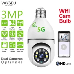 Dual Cameras Lâmpadas com Monitor LED, Binocular Cam Bulb, Wifi 2.4G, 5G CCTV, 2MP, 3MP, 5 W, IP65 impermeável, Network Camera Lighting, E27