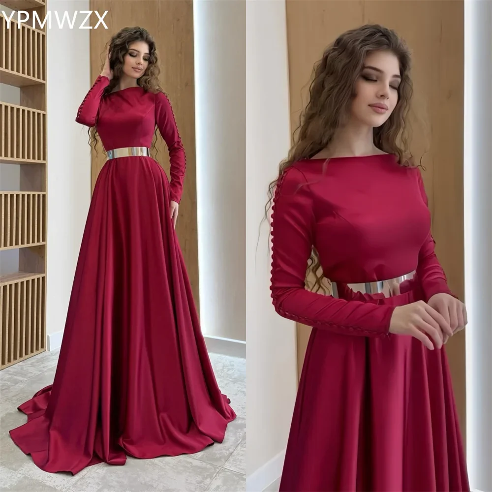 

Customized Formal Dress Women Party Occasion Prom Gown YPMWZX Scoop Neckline A-line Floor Length Skirts Draped Bespoke