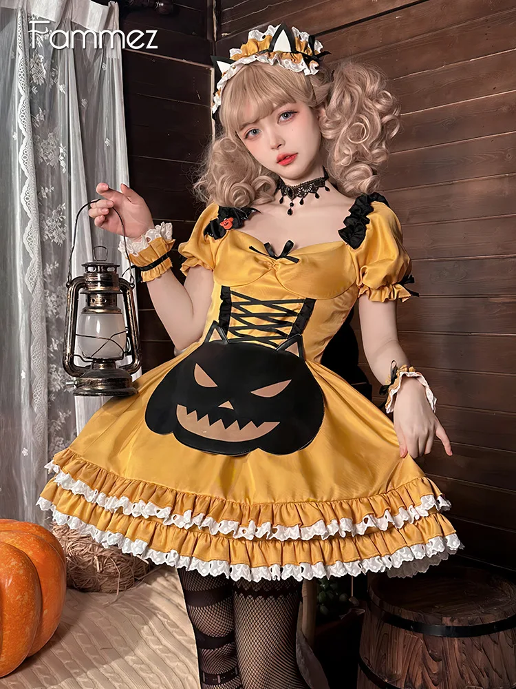 Anime Sexy Lolita Maid Cosplay Costume pour femme, robe de femme de chambre Aliments, dentelle trempée, serveuse, manches courtes, uniforme d'Halloween