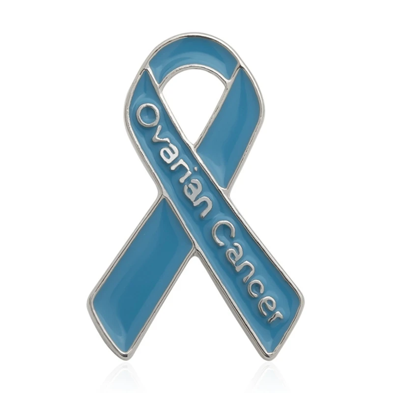 Ovarian Awareness Pin Blue Ribbon Brooch Pins for Survivor Gifts For Wome