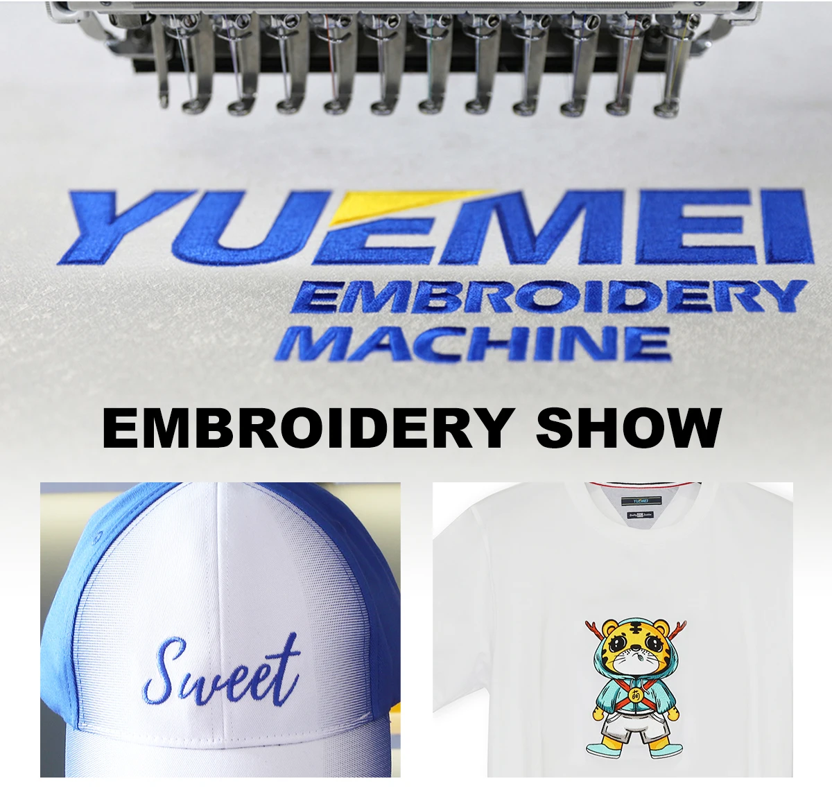 High Speed Cap Embroidery Machine 1 Head Yuemei Embroidery Sewing Machine