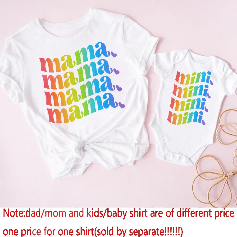 Mama Mimi Printed Family Matching Clothes Mother & Daughter Summer Short Sleeve Outfits Shirt Mom T-shirt Tops Baby Bodysuit