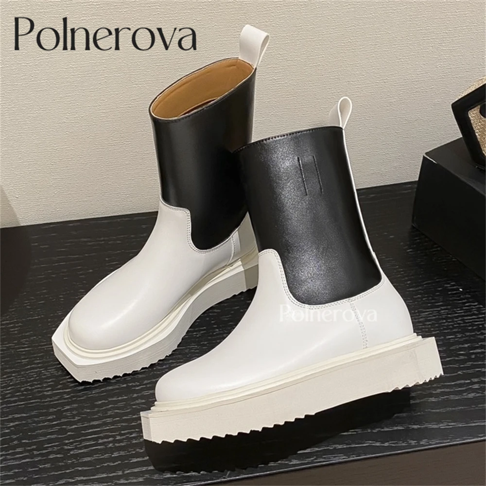 

Square Toe Ankle Boots Spliced Leather Stretch Boots Luxurious Style Women's Boots Fashion Latest Design Autumn Winter Boots New