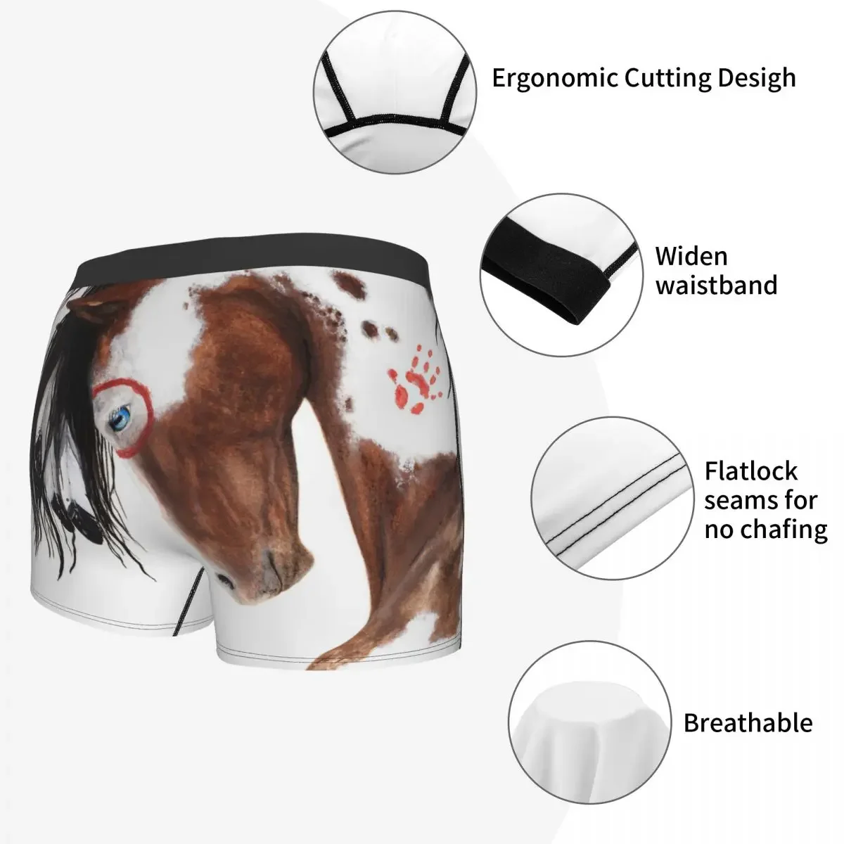 Majestic Pinto Horse Underpants Breathbale Panties Male Underwear Print Shorts Boxer Briefs image 4