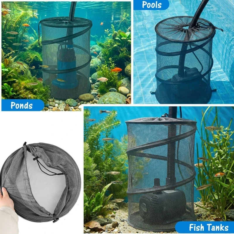 Filter Intakes Mesh Bag for Pond and Pool Maintenance, Polyester Debris Catching Cover with Easy Slip-Over Placement 69HD